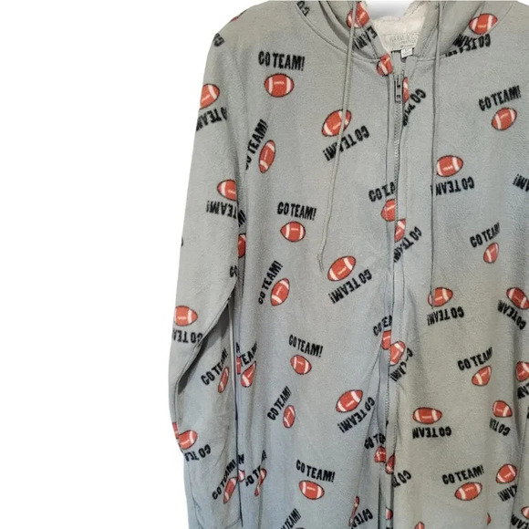 Warm & Cozy Lifestyle by Poof women's gray football onesie - medium pajamas - Picture 3 of 11